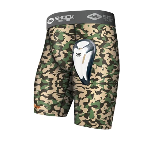 Shock Doctor Supporter, Compression Shorts w/Athletic Cup, Adult, American Camo, Small