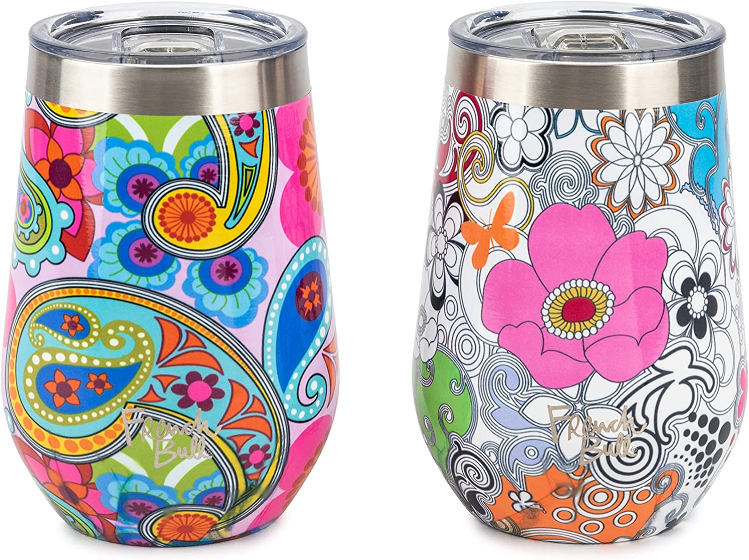 French Bull 12oz Wine Tumbler with Lid 2 Piece Gift Set Raj/Delight