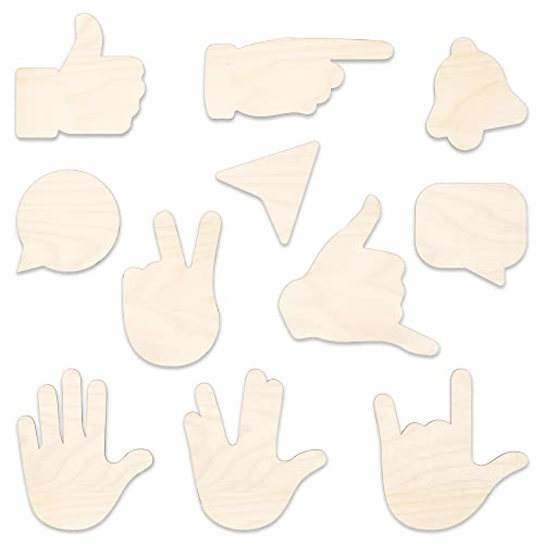 Wooden Social Icon Shapes for Craft, Unfinished Wood Crafts 11 Different Shapes, 3 mm Thick Plywood, Splinter Free Pre Sanded, Ideal for All Types of Crafts