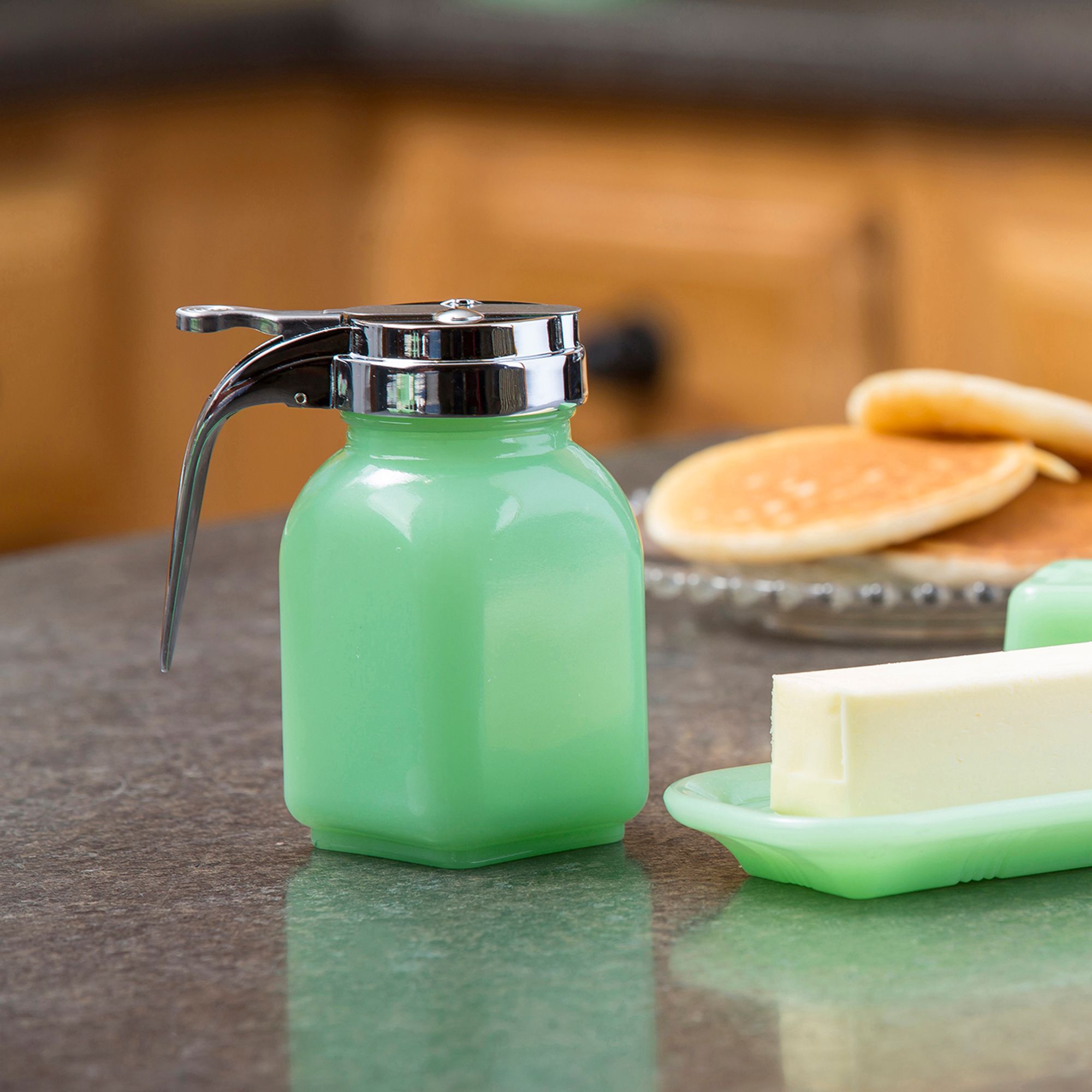 Tablecraft® Jadeite Glass Collection™ Syrup Dispenser