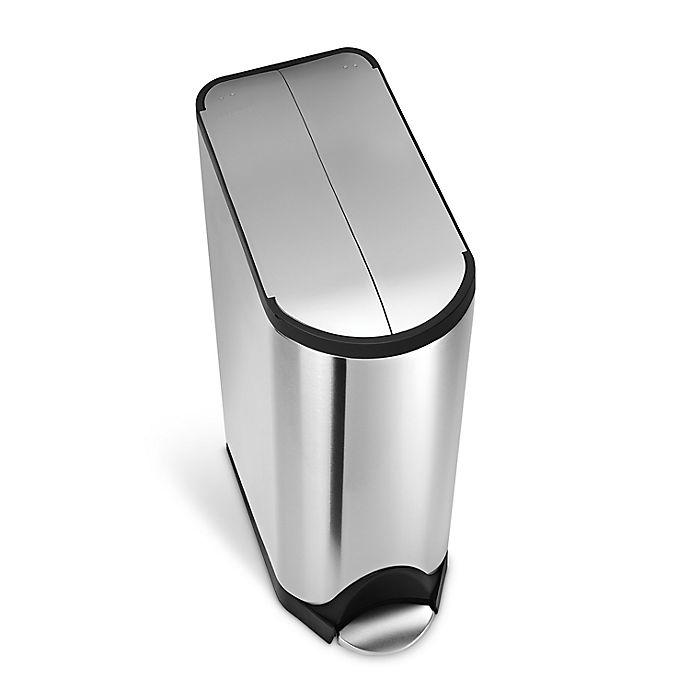 simplehuman® Brushed Stainless Fingerprint-Proof Butterfly 45-Liter Step Trash Can Black