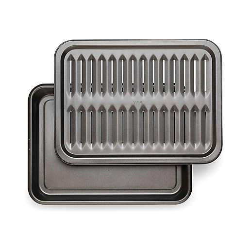 T-Fal® Nonstick 17-Inch x 12.6-Inch 2-Piece Carbon Steel Broiler Pan Set in Grey