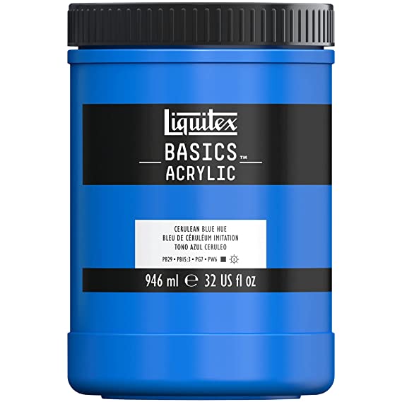 Liquitex BASICS Acrylic Paint 32-oz jar, Cerulean Blue Hue