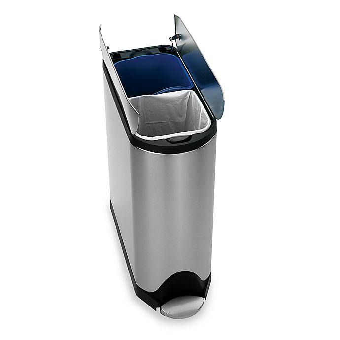 simplehuman® Brushed Stainless Steel Fingerprint-Proof 40-Liter Butterfly Recycler Trash Can