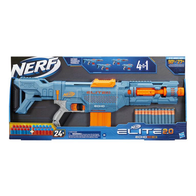 Nerf Elite 2.0 Echo CS-10 Blaster -- 24 Official Nerf Darts, 10-Dart Clip, Removable Stock and Barrel Extension, 4 Tactical Rails