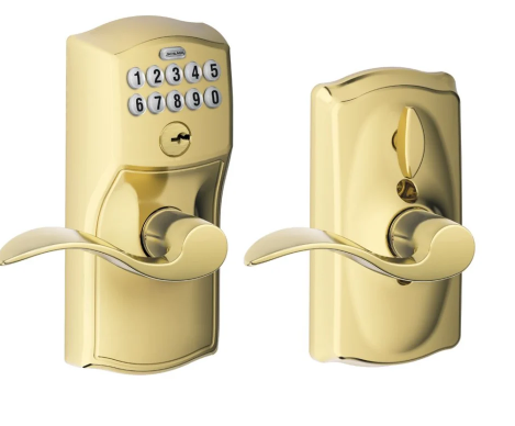 Schlage Camelot Keypad Entry with Flex-Lock Door Lever Set with Accent Interior Lever