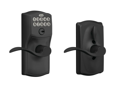 Schlage Camelot Keypad Entry with Flex-Lock Door Lever Set with Accent Interior Lever