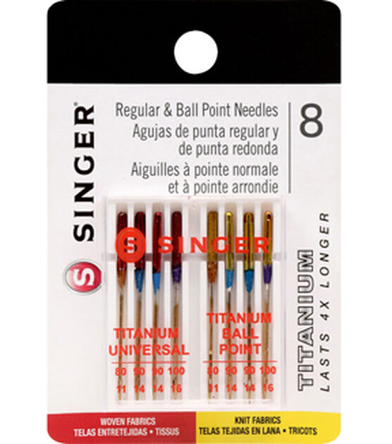 Singer Titanium Universal Regular & Ball Point Machine Needles Combo
