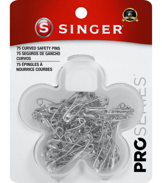 Singer ProSeries Curved Safety Pins in Flower Case Size 2 75ct