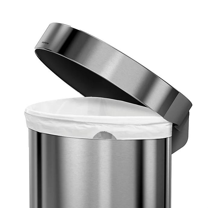 simplehuman® Stainless Steel 45-Liter Semi-Round Liner Rim Step Trash Can