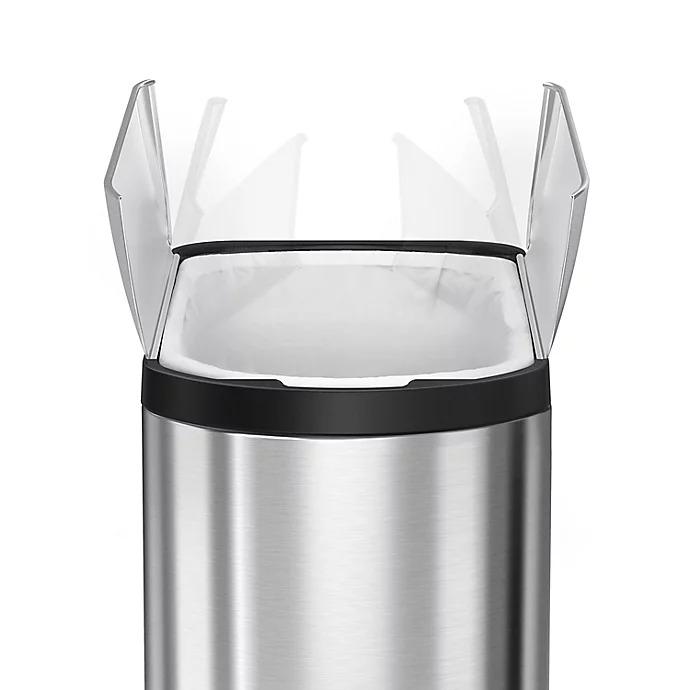 simplehuman® Brushed Stainless Fingerprint-Proof Butterfly 45-Liter Step Trash Can Black