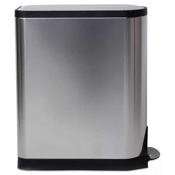 simplehuman® Brushed Stainless Steel Fingerprint-Proof 40-Liter Butterfly Recycler Trash Can