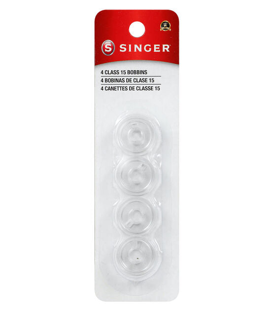 Singer Class 15 Plastic Bobbins Transparent 4ct