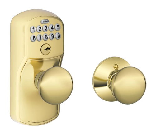 Schlage Plymouth Keypad Entry Auto-Lock Door Knob Set with Plymouth Interior Knob