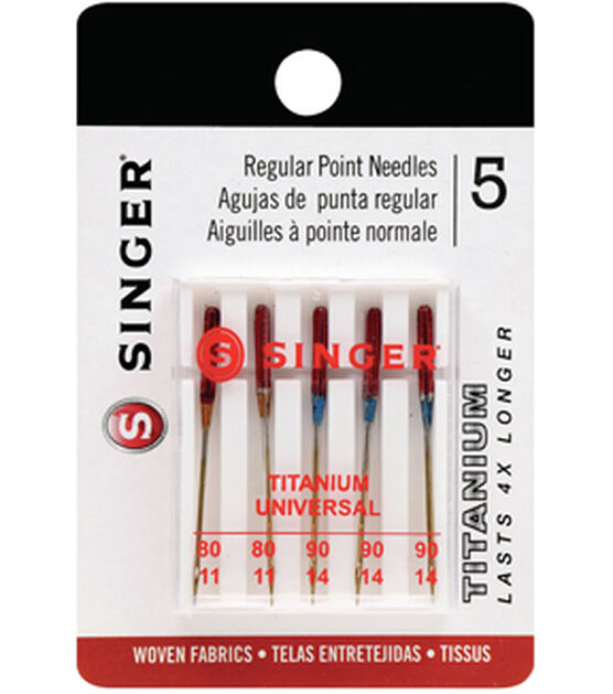 Singer Titanium Universal Regular Point Machine Needles 5ct