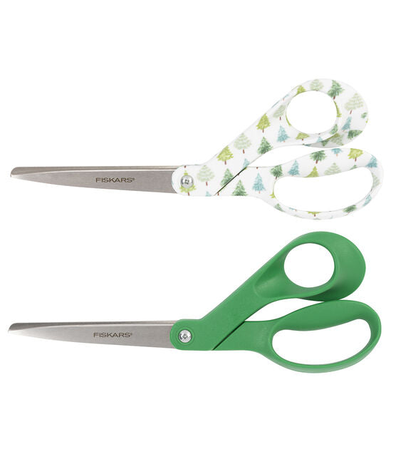Fiskars 8'' Bent Scissors 2Pk Evergreens And Green