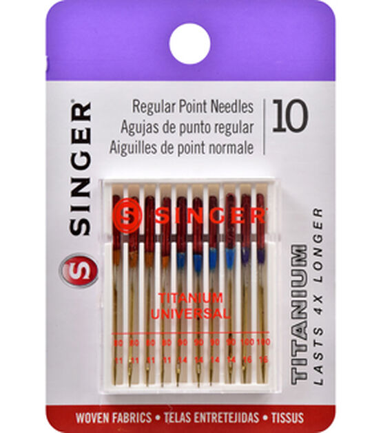 Singer Titanium Universal Regular Point Machine Needles 10ct