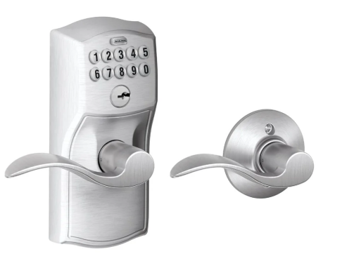 Schlage Camelot Keypad Entry with Auto-Lock Door Lever Set with Accent Interior Lever
