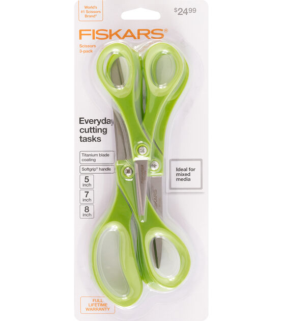 Fiskars 3pc Titanium Scissors Set Green