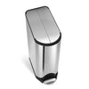 simplehuman® Brushed Stainless Fingerprint-Proof Butterfly 45-Liter Step Trash Can Black