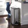 simplehuman® Brushed Stainless Fingerprint-Proof Butterfly 45-Liter Step Trash Can Black