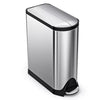 simplehuman® Brushed Stainless Fingerprint-Proof Butterfly 45-Liter Step Trash Can Black