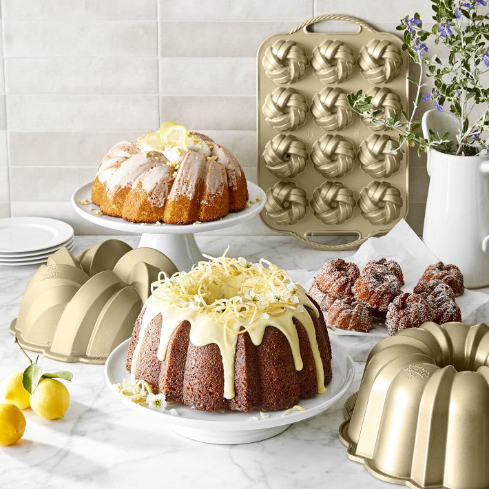 Nordic Ware Heritage Bundt Cake Pan, 2 Finishes, Aluminum, Holds