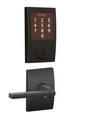 Schlage Sense Century Touchscreen Smart Deadbolt with Built-In Alarm and Passage Latitude Lever and Decorative Century Trim