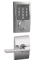 Schlage Sense Century Touchscreen Smart Deadbolt with Built-In Alarm and Passage Latitude Lever and Decorative Century Trim