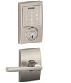 Schlage Sense Century Touchscreen Smart Deadbolt with Built-In Alarm and Passage Latitude Lever and Decorative Century Trim